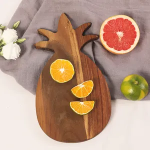 Tabla de cortar de madera con forma de fruta dura superventas con mango de bambú de diseño