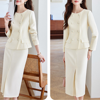 Ensemble de robe de costume pour femme de style rétro français de haute qualité pour les affaires, élégant et stylé, ensemble deux pièces pour les hôtesse