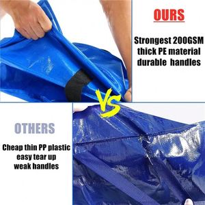 Extra Large Polypropylene PP Woven Moving Storage Bags Heavy Duty Zippers Sewing Technics <b>Foldable</b> for Home Organization - Product Image 2