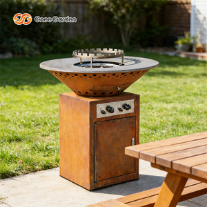 Brasero à gaz en acier corten moderne de qualité supérieure pour l'Europe, avec allumage automatique, certifié CE, pour une utilisation en extérieur dans le jardin - Product Image 1