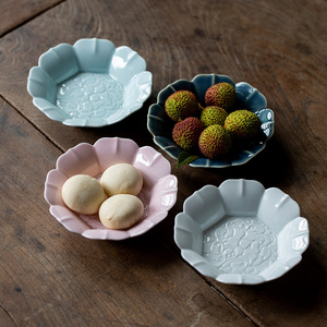 <b>Ceramic</b> Flower Shape Fruit <b>Plate</b> Porcelain Mini Snack Bowl Chinese Style Party Use - Product Image 1