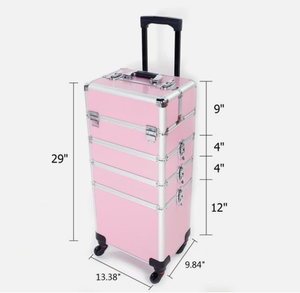 Valise à roulettes en aluminium 4 en 1 pour <span class=keywords><strong>maquillage</strong></span>, salon de beauté, chariot organisateur de cosmétiques - Product Image 2