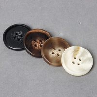 Kancing Resin Tebal 4 Lubang Warna Hitam Kopi Imitasi Tanduk Tipis Klasik untuk Jaket Sweater Aksesoris Pakaian