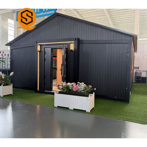 Casa Container Pieghevole di Lusso Shinestone Nera da 20 Piedi con Tetto Inclinato |   Casa Prefabbricata Moderna Espandibile con 2 Camere da Letto e <span class=keywords><strong>Soggiorno</strong></span> - Product Image 2