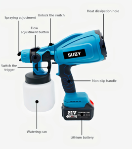 SUBY Small High-pressure Electric Spray Gun, Lithium Battery-powered Dedicated Furniture <strong>Paint</strong> with High <strong>Atomization</strong> - Product Image 4