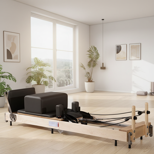 Foldable Maple Wood Reformer Machine-Durable & Adjustable Commercial Home/Studio Use Space-Saving Fitness Equipment SDZS-034 Pre - Product Image 3