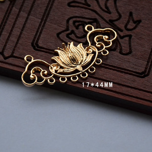 Épingle à cheveux Fleur de Lotus en Cuivre Plaqué Or et Argent, Style Ancien, Accessoire de Coiffure Nuptiale DIY - Product Image 3