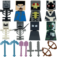 Ensemble de blocs de construction de figurines squelettes, guerriers, armes médiévales, épées, arcs, style pixel, pour enfants, garçons, cadeau