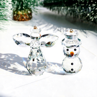 Décorations de Noël et d'Halloween en cristal, style luxe léger, bonhomme de neige et ange blancs, pour salon et entrée, ornements en cristal