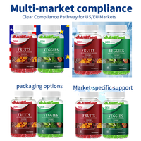 Gummies aux fruits et légumes sans sucre, marque privée OEM/ODM, avec plus de 40 fruits et légumes, 100 % végétaux, conformes aux normes européennes