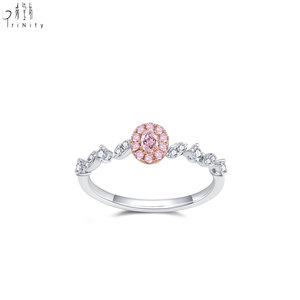 Anillo de Oro Blanco Sólido de 18K con Diamantes Rosados Naturales de Alta Calidad, Serie de Joyería de Diamantes Rosados de Lujo - Product Image 4