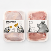 Plateau d'emballage de viande fraîche personnalisé avec manchon en papier imprimé Boîte écologique de qualité alimentaire pour poulet côtes de porc supermarché au détail