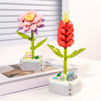 Blocs de construction à petites particules, plantes en pot, œillets, en plastique ABS, 100-200 pièces, compatibles DIY pour jeunes