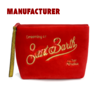 Pochette de Soirée Noire à Fermeture Éclair, Sac à Main Cosmétique Doux et Chaud en Peluche Hiver avec Lettre Brodé pour Femmes