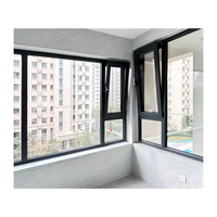 Ventana de Proyección de 3 Secciones con Ángulo de 30 Grados, Asiento en el Tablero, Ventana Abatible de Aleación de Aluminio para Cocina Exterior