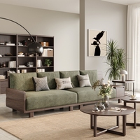 Modernes Sofa mit Weichen Kissen Massivholzrahmen Ledersitz Rückenlehne Wohnzimmermöbel Villa-Lobby Anpassbare Farbe