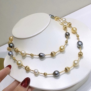 Nuevo Collar de Perlas de Lujo con Colgante de Plata de Ley S925 y Perlas Doradas de 12-13 mm, Casi Impecable, Acabado Esmerilado - Product Image 1