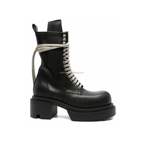 Bottes <span class=keywords><strong>Chelsea</strong></span> unisexe en cuir de veau noir à lacets, talon compensé de 6,35 cm, style habillé, en cuir, pour homme - Product Image 5