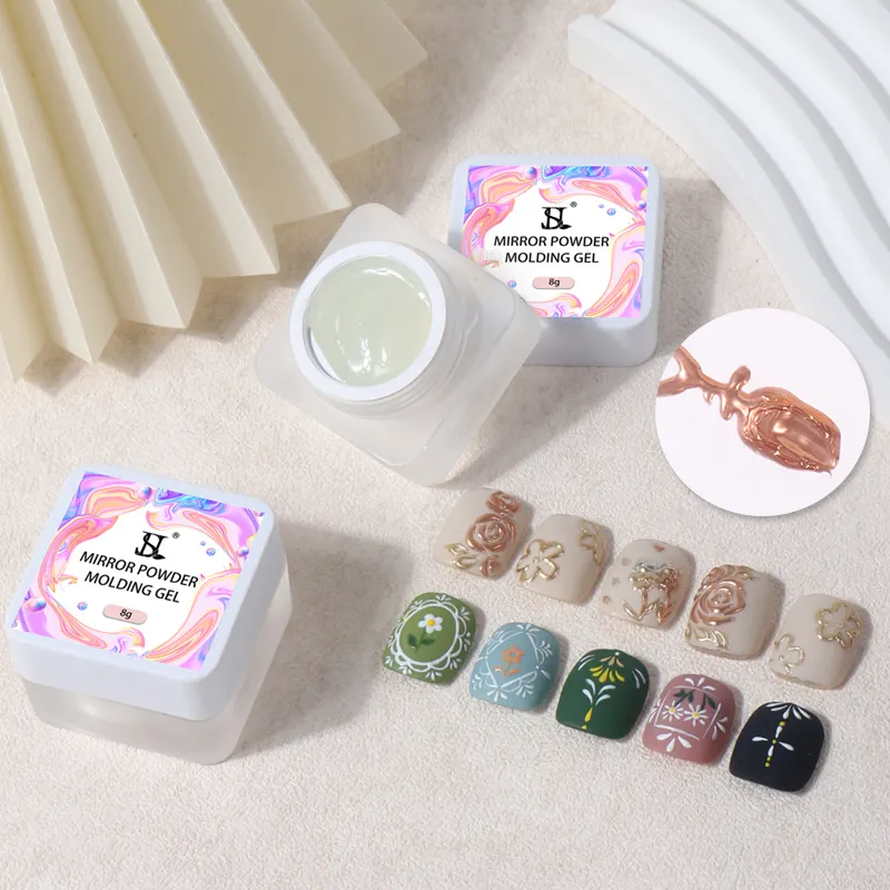 HS Manicure 3D DIY Carved Nail Decoration Magic Mirror Powder Modeling Gel Polish