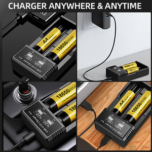 デュアルスロットUSB Type-Cバッテリー充電器多機能高速充電用ラップトップカメラLi-ion 18650 26650 Ni-MH AAA/AAバッテリー - Product Image 5