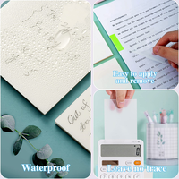 Blocs-notes adhésifs transparents 75x75mm 50 feuilles autocollantes imperméables en BOPP, blocs-notes mémo 7 couleurs pour le bureau, l'école et la maison