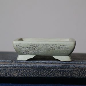 Zisha Bonsai Pot Handmade Classical Chinese Engraved Miniature <b>Square</b> <b>Planter</b> - Product Image 4