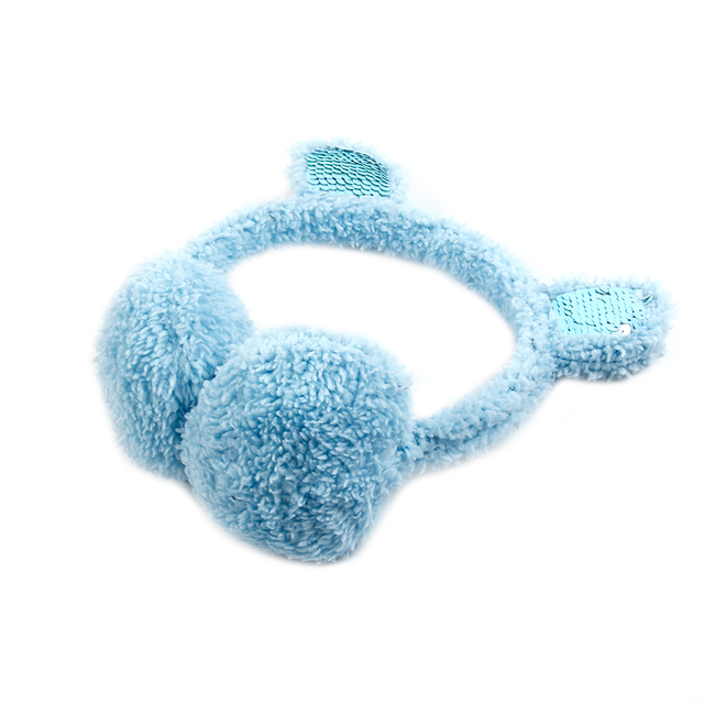 Wholesale Hot Selling Girl Winter Fashion Warm Custom Fluffy Blue Bear Fur Earmuff