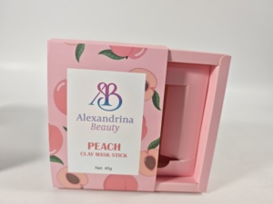 Boîte d'emballage en papier coulissante pour masque en <span class=keywords><strong>argile</strong></span> de pêche imprimé sur mesure, personnalisation disponible - Product Image 3