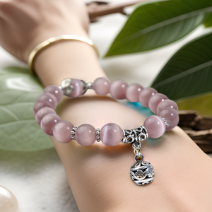 Bracciale Buddha in Opale Naturale Bianco da 10mm, Gioiello in Pietra e Cristallo, Accessorio con Prezzi all'Ingrosso - Product Image 2