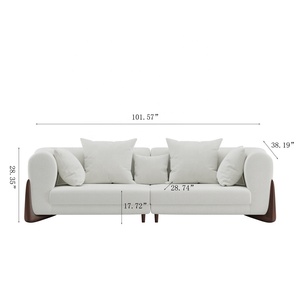 Canapé 2 places NOVA, <span class=keywords><strong>design</strong></span> blanc, tissu en velours d'agneau, canapé rembourré, ensemble de canapés, canapé d'angle en bois de noyer pour salon - Product Image 3