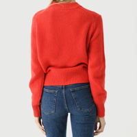 LASARO INTERNATIONAL Pull en tricot à col rond rouge pour femme, manches longues, couleur unie, vêtement décontracté, longueur normale, 100% coton