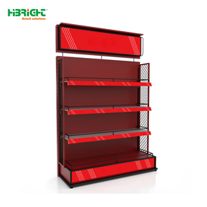 Top Selling Heavy Duty Metal Gondola Supermarket <b>Shelves</b> with <b>Wire</b> Guard Double Sided Aisle Rack for Grocery Store - Product Image 1