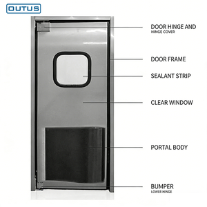 <span class=keywords><strong>Porta</strong></span> a Battente Resistente agli Urti in PVC con Piastra in Acciaio Inox per Ospedali, Fornita da OUTUS - Product Image 2