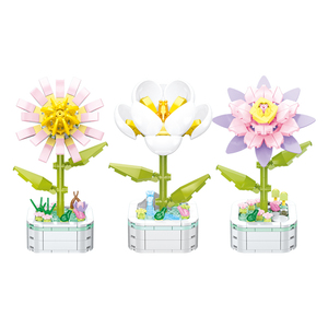 Micro juego de bloques de construcción para niñas, <span class=keywords><strong>Mini</strong></span> bloques de construcción de jardín con flores elegantes, juguetes para niñas, regalos - Product Image 1