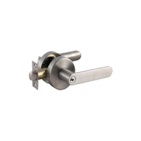 Serrure de porte à levier en acier inoxydable 304 antirouille, couleur acier, réglable 60-70 mm, à loquet simple pour porte intérieure de chambre