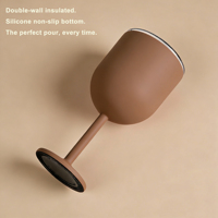 Gobelet à vin à double paroi en acier inoxydable 550 ml avec base en silicone et couvercle rabattable anti-fuite en Tritan