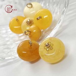 Amber Resin Chinese Knot <b>Button</b> Round Double-Curved Flower Decorated For Cheongsam Hanfu Tang <b>Suit</b> - Product Image 1