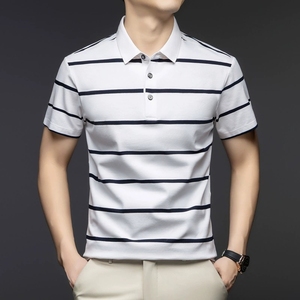 <span class=keywords><strong>Polo</strong></span> en coton rayé personnalisé pour homme, à manches courtes, col rabattu, style tendance, nouvelle collection été, vente en gros - Product Image 2
