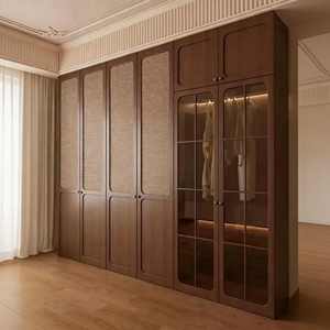 Série de meubles de chambre à coucher en bois brun clair/foncé, rotin naturel + bois massif, style rétro Nanyang, armoire, meilleur prix - Product Image 6