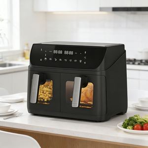 Friteuse à air double panier 10L 2400W, électrique, en plastique, multifonction, sans huile, finition noir mat, garantie 1 an - Product Image 5