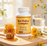 Capsules de complexe de pollen d'abeille en marque privée OEM ODM, sans OGM, sans gluten, avec gelée royale et propolis d'abeille