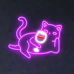 Lampu LED akrilik kucing minuman kustom lampu Bar anggur lampu LED bir hadiah ulang tahun untuk pecinta kucing ruang permainan kamar tidur lampu malam LED