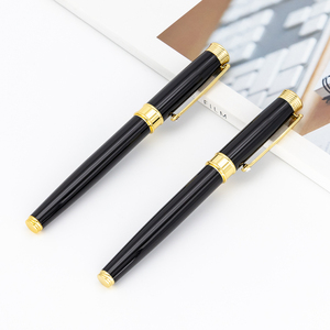 Lussuosa penna oro nero lucido azienda regalo penna a rullo con diamante sulla Clip personalizzabile colore logo metallo penna stilografica - Product Image 4