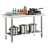Table de préparation de cuisine modulaire 4FT 5FT amovible à 2 niveaux en acier inoxydable avec étagère inférieure pour la maison, le bureau, le restaurant, l'hôtel