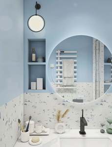 Mueble de Baño de Madera Maciza Multicapa de Estilo Mediterráneo, Fresco y Clásico, Resistente al Agua y a la Humedad - Product Image 2