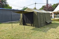 Tente de fête familiale gonflable verte de 12 m² avec colonne d'air et 2 pièces