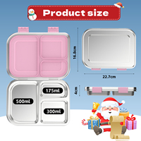 Boîte à lunch bento pour enfants en acier inoxydable, nouvelle conception personnalisée Aohea, étanche, vente en gros, Noël
