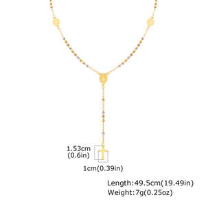 Collar de Rosario Religioso de Acero Inoxidable 316L con Baño de Oro de 14k para Mujer y Hombre, Diseño de Moda - Product Image 6