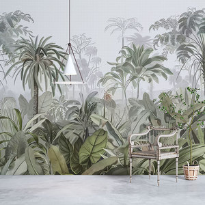 <span class=keywords><strong>Papel</strong></span> Tapiz Mural de Lona con Impresión por Inyección de Tinta, Estilo Tropical Americano, Resistente a la Humedad, Fácil Instalación - Product Image 1