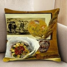 Copricuscino da Travel Art Cafe italiano 45x45 con motivo a foglia per uso pavimento - Product Image 1
